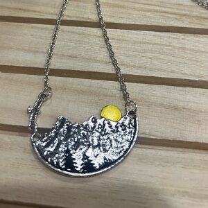 Silver Mountain Necklace with Yellow Sun